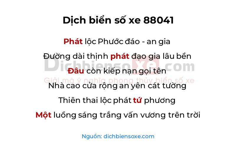 Dịch thơ biển số 88041