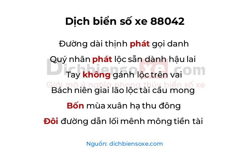 Dịch thơ biển số 88042