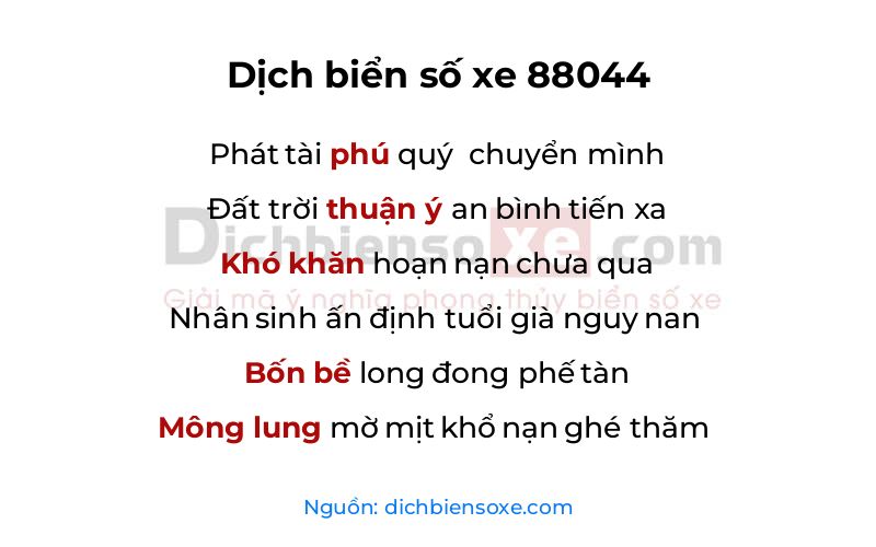 Dịch thơ biển số 88044
