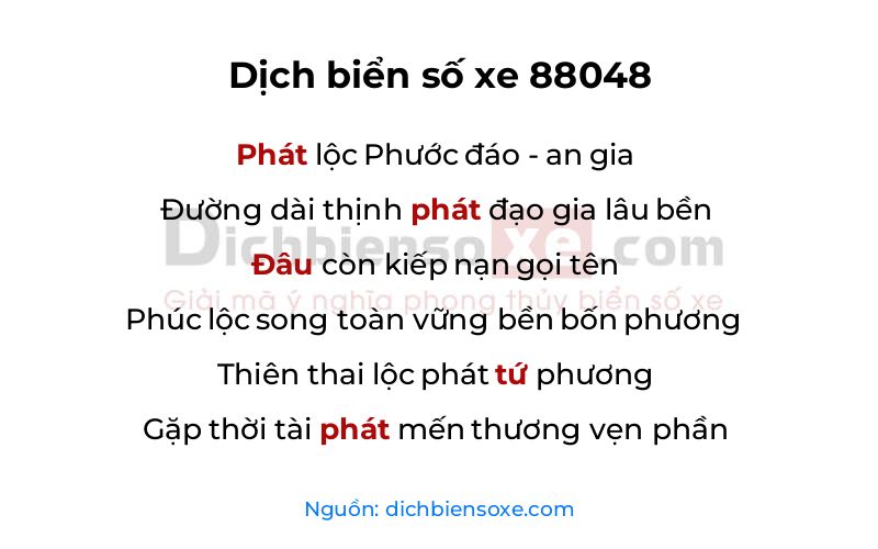 Dịch thơ biển số 88048