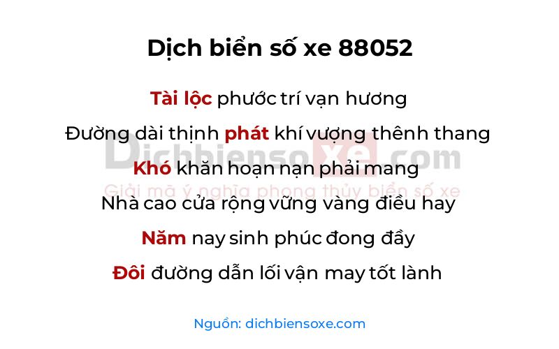 Dịch thơ biển số 88052