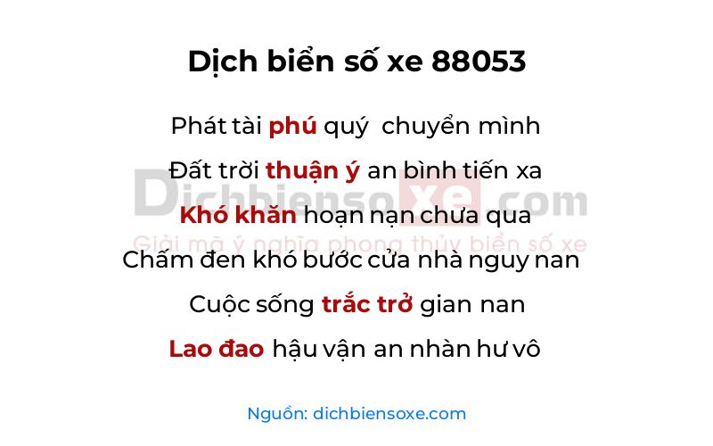 Dịch thơ biển số 88053