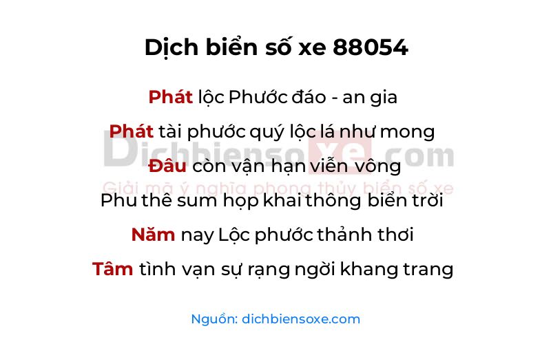 Dịch thơ biển số 88054