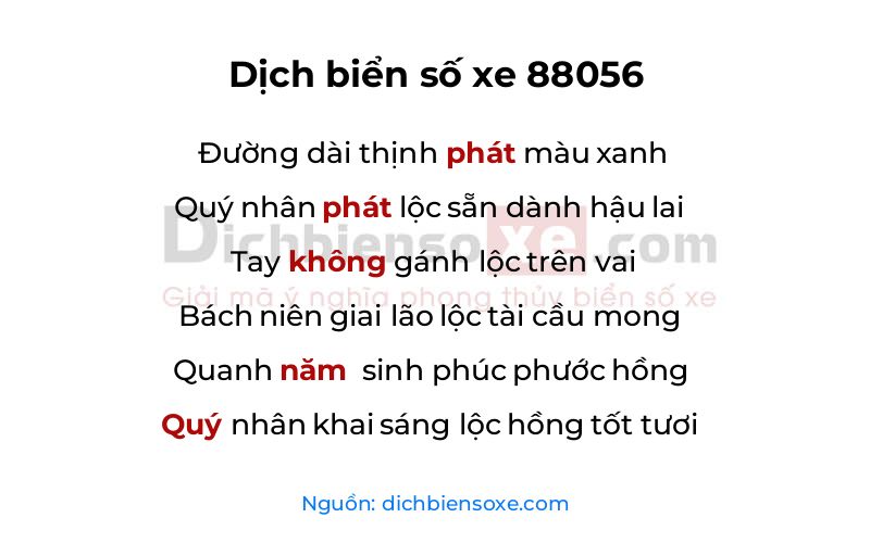 Dịch thơ biển số 88056