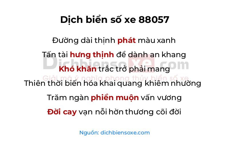 Dịch thơ biển số 88057