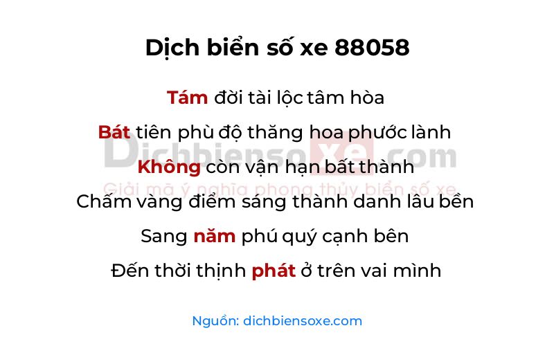 Dịch thơ biển số 88058