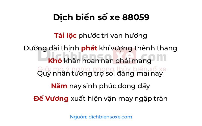 Dịch thơ biển số 88059