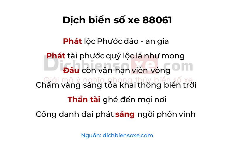 Dịch thơ biển số 88061