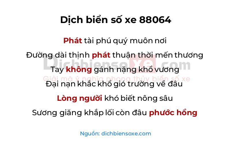 Dịch thơ biển số 88064
