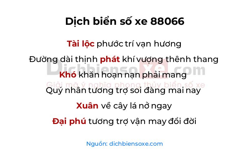 Dịch thơ biển số 88066