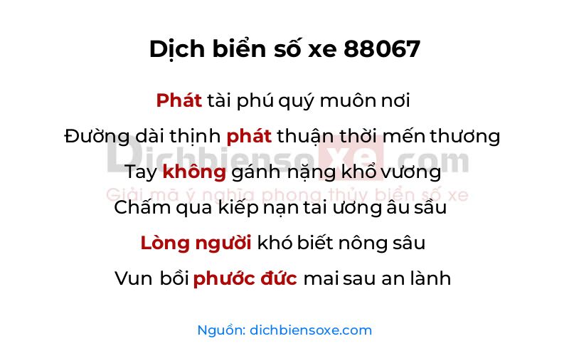 Dịch thơ biển số 88067