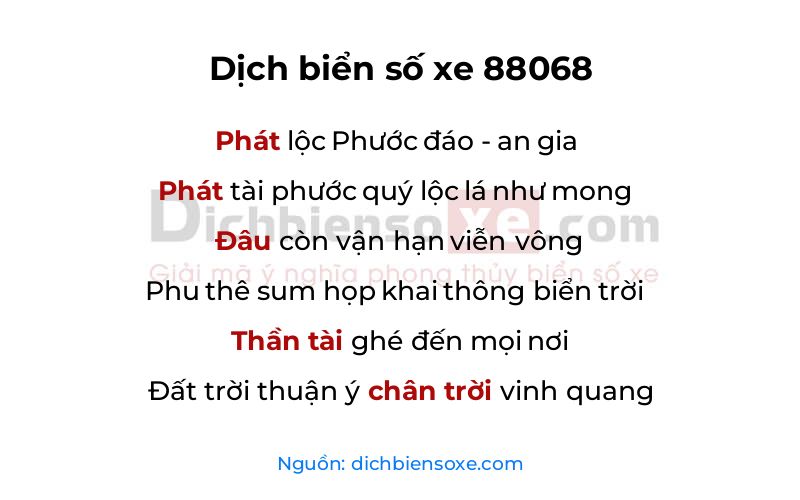 Dịch thơ biển số 88068