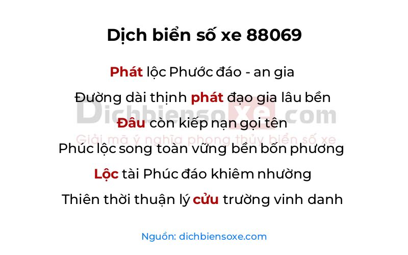 Dịch thơ biển số 88069