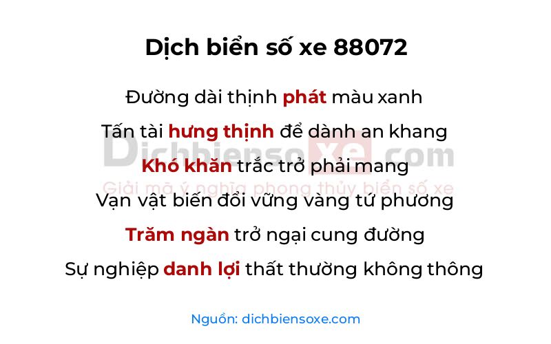 Dịch thơ biển số 88072