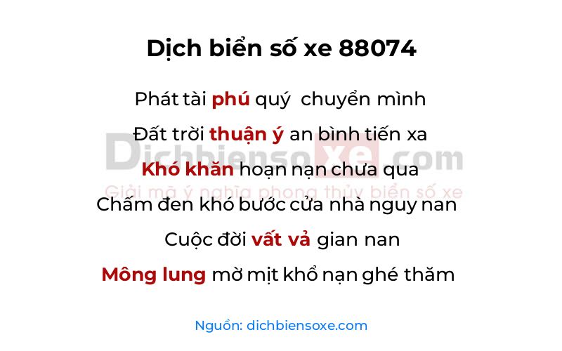 Dịch thơ biển số 88074