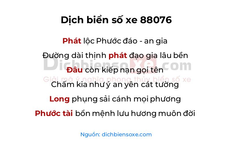 Dịch thơ biển số 88076