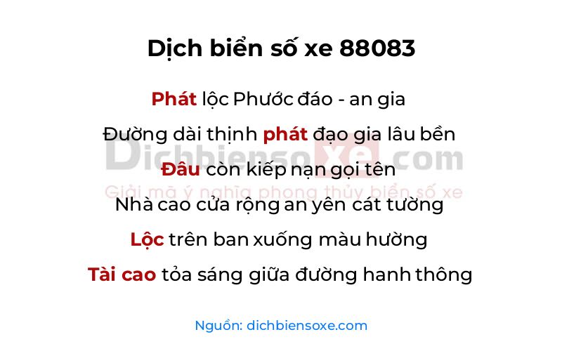 Dịch thơ biển số 88083