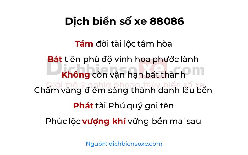 Dịch thơ biển số 88086