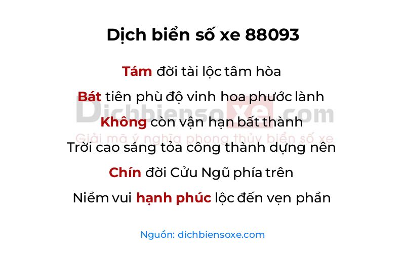 Dịch thơ biển số 88093