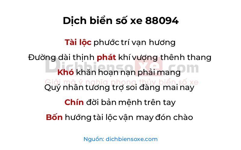 Dịch thơ biển số 88094