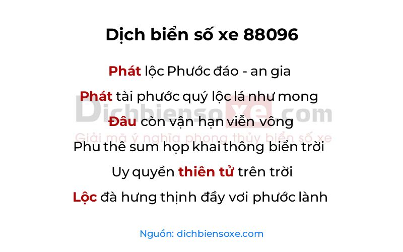 Dịch thơ biển số 88096