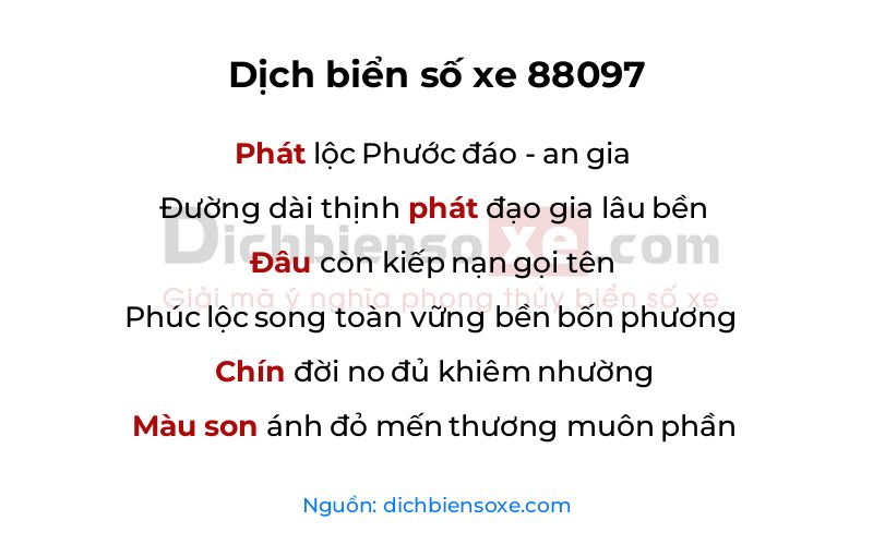 Dịch thơ biển số 88097