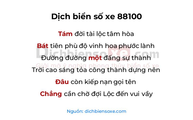 Dịch thơ biển số 88100