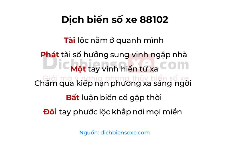 Dịch thơ biển số 88102