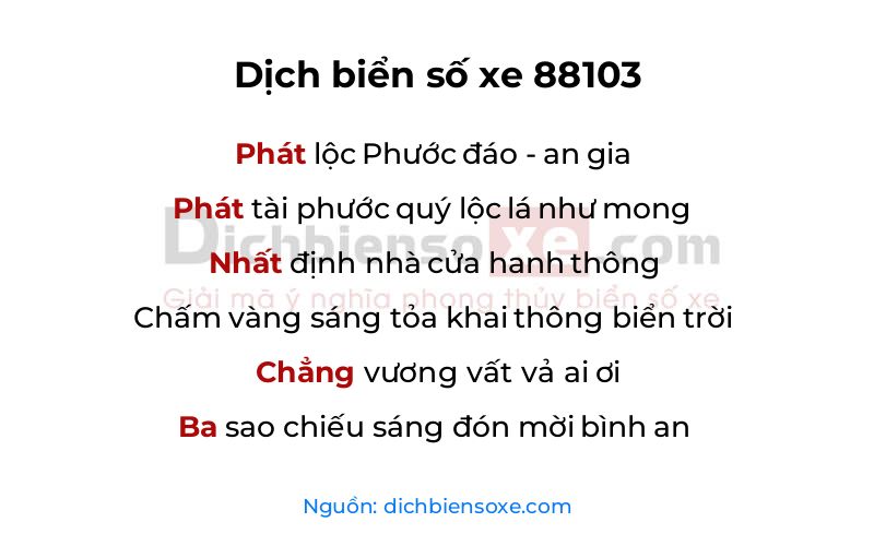 Dịch thơ biển số 88103