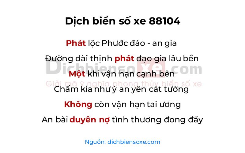 Dịch thơ biển số 88104