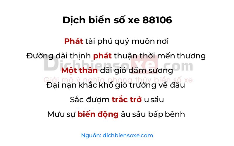 Dịch thơ biển số 88106