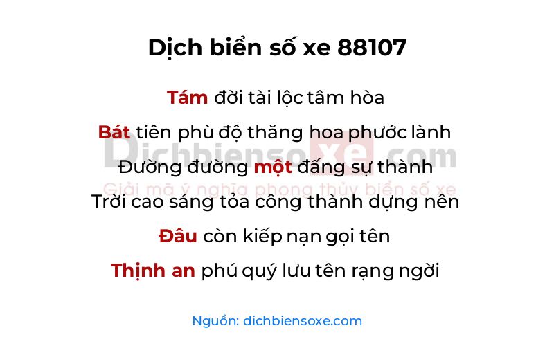 Dịch thơ biển số 88107