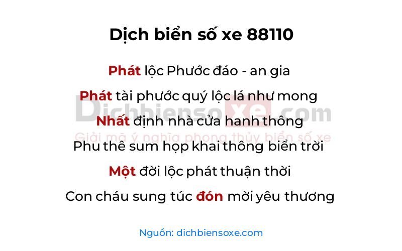 Dịch thơ biển số 88110