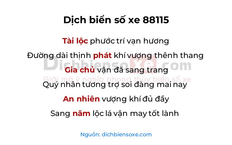 Dịch thơ biển số 88115
