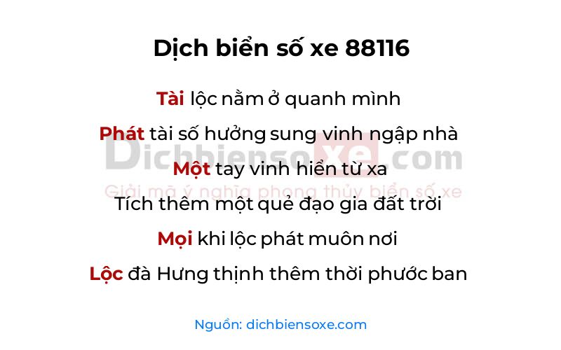 Dịch thơ biển số 88116