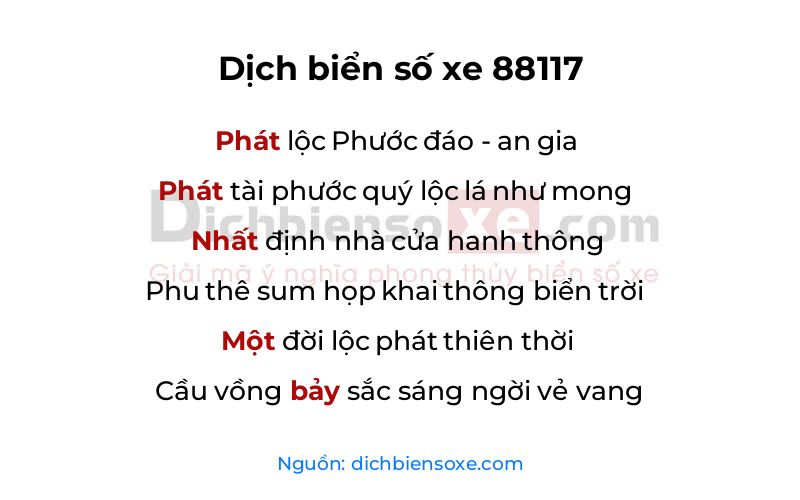 Dịch thơ biển số 88117