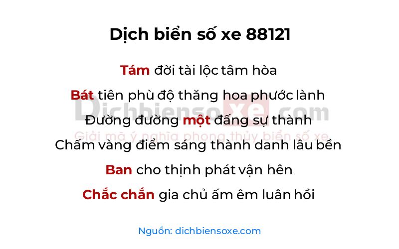 Dịch thơ biển số 88121