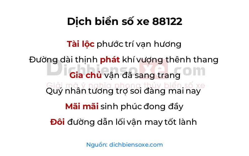 Dịch thơ biển số 88122