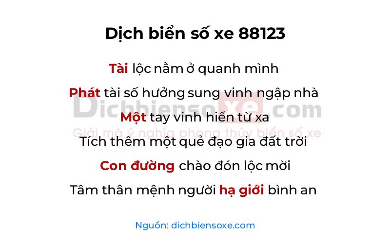 Dịch thơ biển số 88123