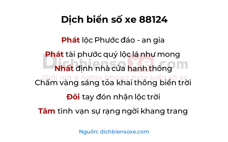Dịch thơ biển số 88124