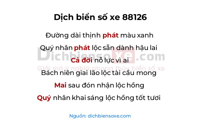 Dịch thơ biển số 88126