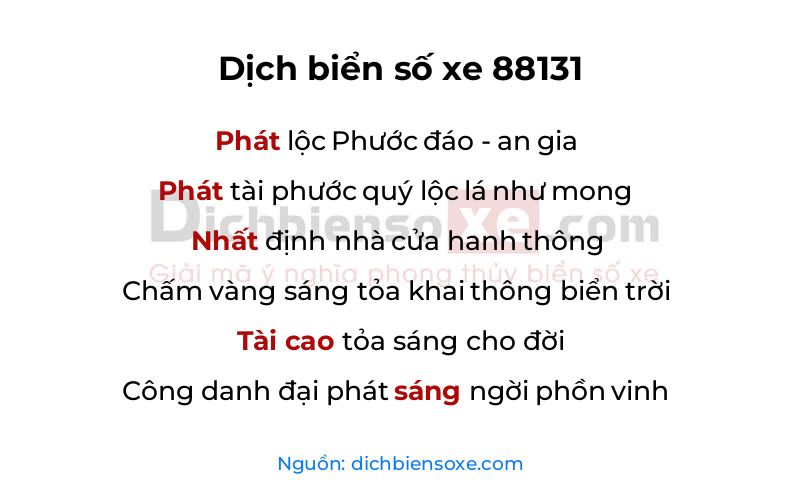 Dịch thơ biển số 88131