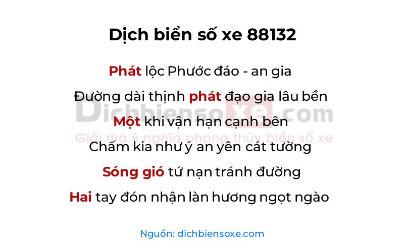 Dịch thơ biển số 88132