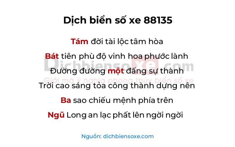 Dịch thơ biển số 88135