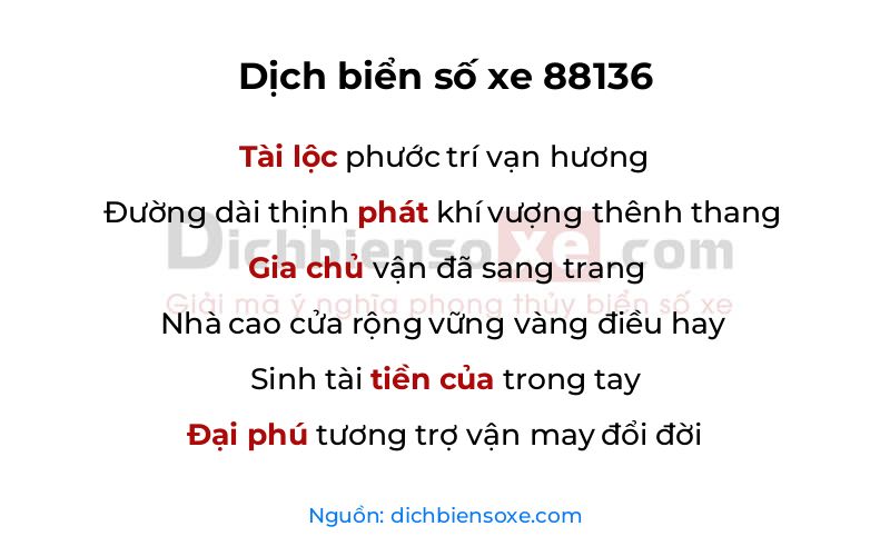 Dịch thơ biển số 88136