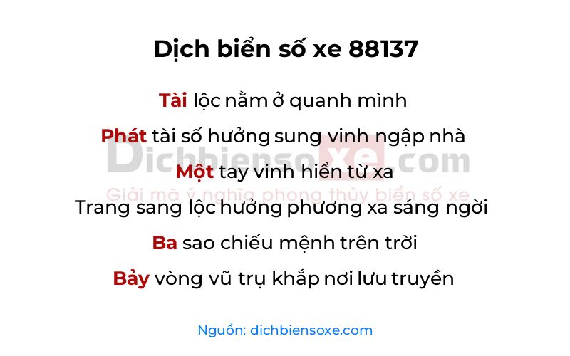 Dịch thơ biển số 88137