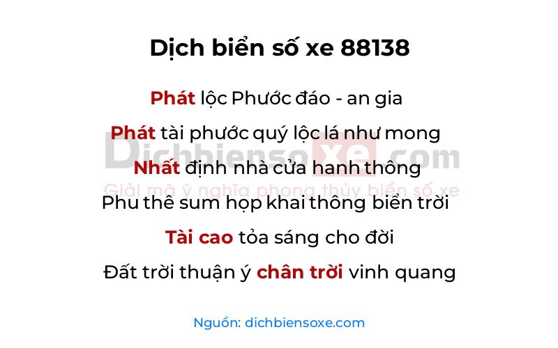 Dịch thơ biển số 88138