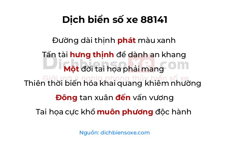 Dịch thơ biển số 88141