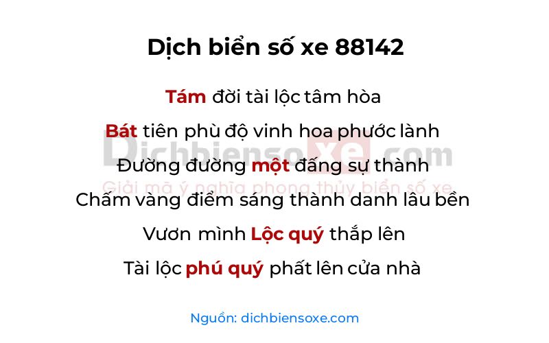 Dịch thơ biển số 88142