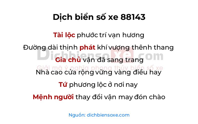 Dịch thơ biển số 88143